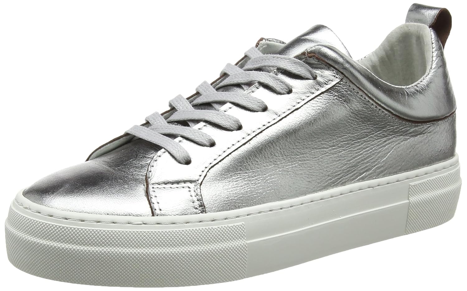 件女式 pspaulina 皮革银色低帮运动鞋